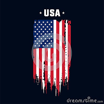 Flag of the USA, the United States of America. Vector illustration in grunge style Vector Illustration