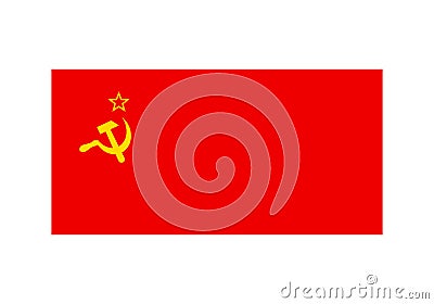 Flag of USSR. Soviet Union symbol. Isolated on white. Star, hammer and sickle. Vector template for banner, poster, flyer Vector Illustration