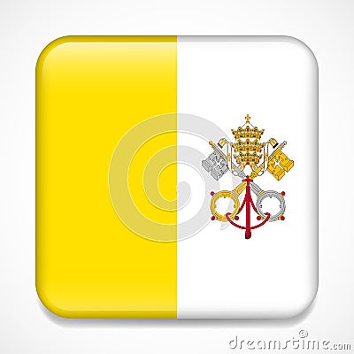 Flag of Vatican City, Holy See. Square glossy badge Vector Illustration