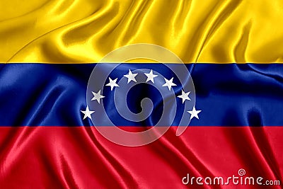 Flag of Venezuela silk close-up Stock Photo