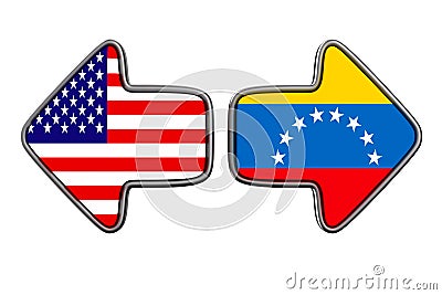 Flag Venezuela and USA on white background. Isolated 3D illustration Cartoon Illustration