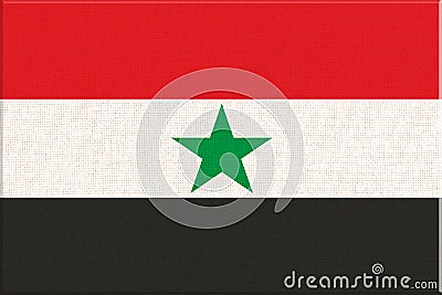 flag of Yemen. National Yemen flag on fabric surface. Stock Photo