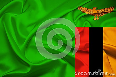 Flag of Zambia, Zambia Flag, National symbol of Zambia country.Fabric and texture Flag of Zambia Stock Photo