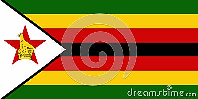 Flag of Zimbabwe Cartoon Illustration