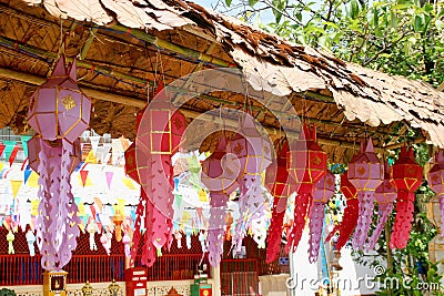 Flage lamp colorful decoration style thai lanna Stock Photo