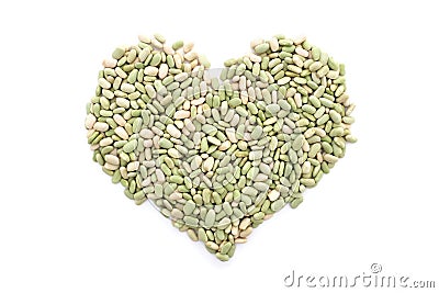 Flageolet beans in a heart shape Stock Photo