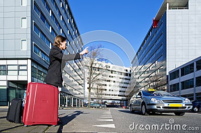 Flagging a cab Stock Photo