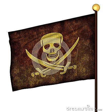 Flagpole with pirate flags Stock Photo