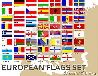 Flags of all european countries Vector Illustration