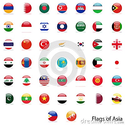 Flags Asia set Vector Illustration