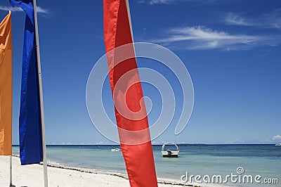 Flags and a boat Stock Photo