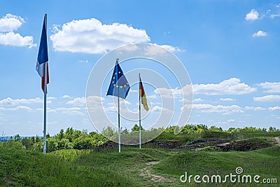 Flags on a bunker Stock Photo