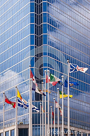 Flags of Canada and Canadian provinces, Vancouver Editorial Stock Photo