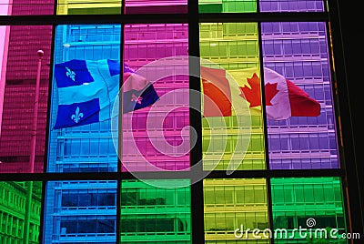 FLAGS of CANADA & QUEBEC Editorial Stock Photo