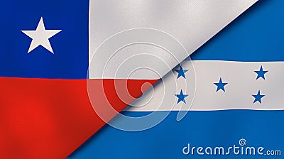 The flags of Chile and Honduras. News, reportage, business background. 3d illustration Cartoon Illustration