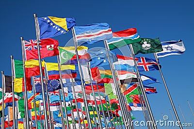 Flags of countries around the world Stock Photo