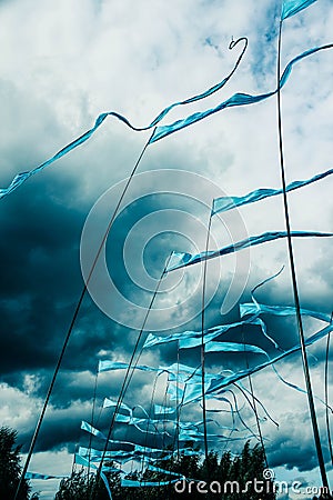 Flags develop in the wind Stock Photo