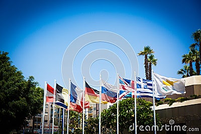 Flags of different countries Editorial Stock Photo