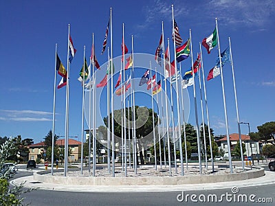 Flags of different countries of the world. Rimini. Italy Stock Photo