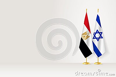 Flags of Egypt and Israel on flag stand, meeting between two countries Vector Illustration