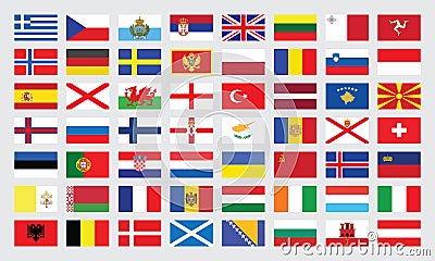 Flags of Europe Vector Illustration