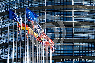 Flags of european countries Editorial Stock Photo