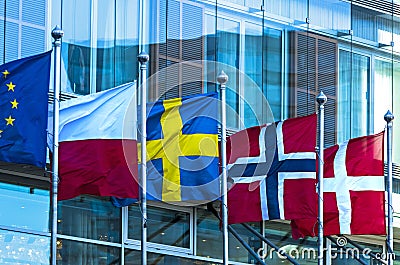 Flags of European countries Stock Photo