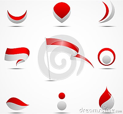 Flags and icons of indonesia Vector Illustration