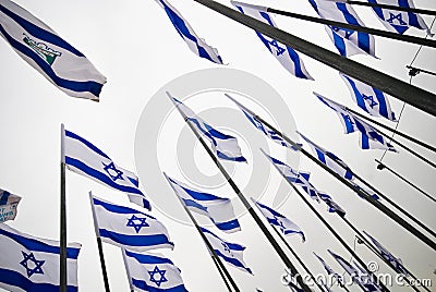 Flags of Israel Stock Photo