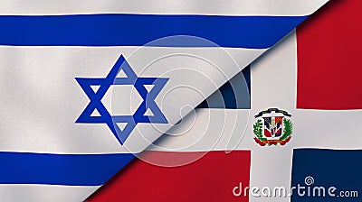 The flags of Israel and Dominican Republic. News, reportage, business background. 3d illustration Cartoon Illustration