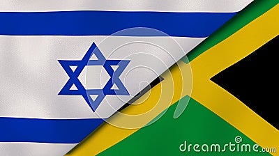 The flags of Israel and Jamaica. News, reportage, business background. 3d illustration Cartoon Illustration