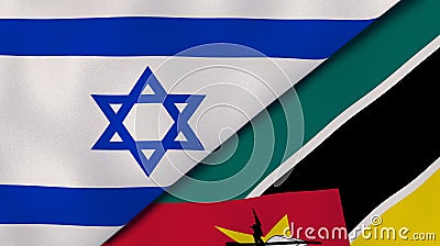 The flags of Israel and Mozambique. News, reportage, business background. 3d illustration Cartoon Illustration