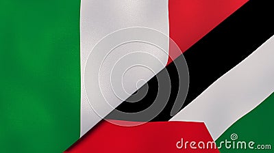 The flags of Italy and Palestine. News, reportage, business background. 3d illustration Cartoon Illustration