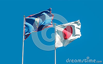 Flags of Japan and Guam Stock Photo