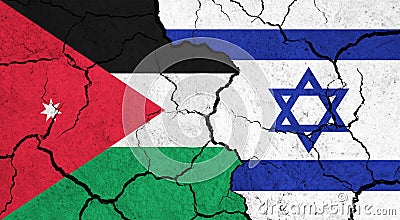 Flags of Jordan and Israel on cracked surface Stock Photo