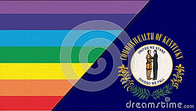 Flags of Kentucky and lgbt. sexual concept. flag of sexual minorities Cartoon Illustration