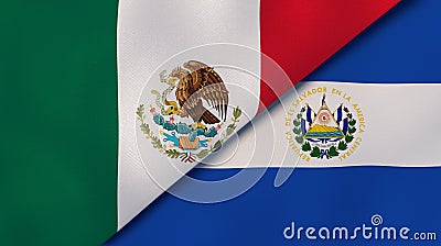 The flags of Mexico and El Salvador. News, reportage, business background. 3d illustration Cartoon Illustration