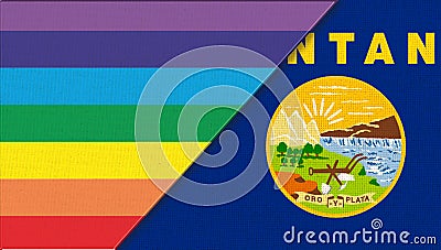 Flags of Montana and lgbt. sexual concept. flag of sexual minorities Cartoon Illustration