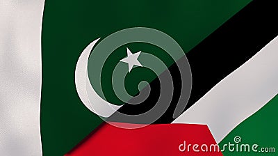 The flags of Pakistan and Palestine. News, reportage, business background. 3d illustration Cartoon Illustration