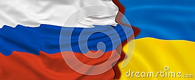 Flags of Russia and Ukraine. No war. Peace. Relationship between Ukraine and Russia. Editorial Stock Photo