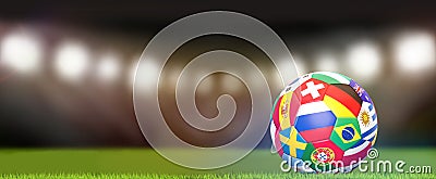 Flags soccer football ball 3d rendering Cartoon Illustration