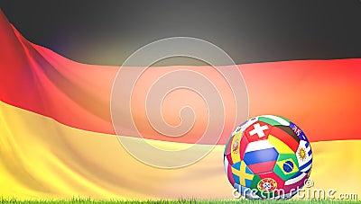 Flags soccer football ball Germany 3d rendering Cartoon Illustration