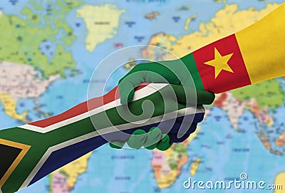 Flags South Africa and Cameroon countries, Stock Photo