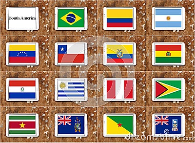 Flags of south america Stock Photo