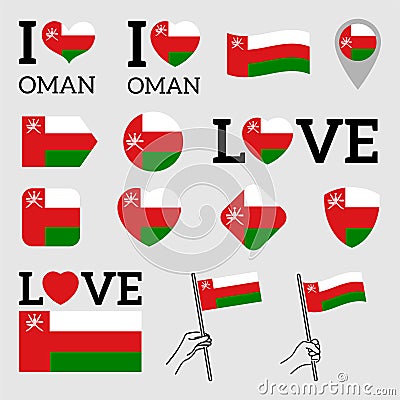 Flag of Oman. Set of vector Flags. Vector Illustration