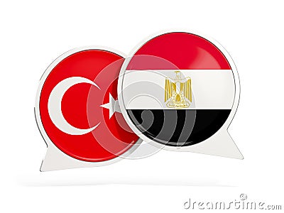 Flags of Turkey and egypt inside chat bubbles Cartoon Illustration