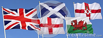 Flags of the United Kingdom of Great Britain Stock Photo