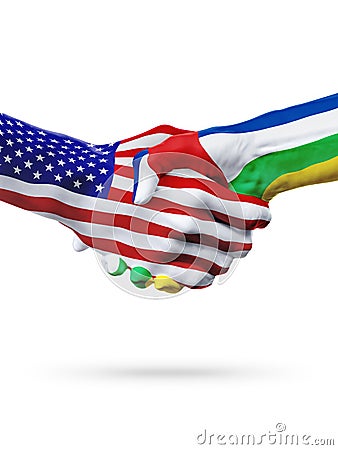 Flags United States and Central African Republic countries, partnership. Stock Photo