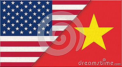 Flags of USA and Vietnam. American and Vietnamese national flags Cartoon Illustration
