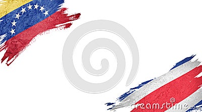 Flags of Venezuela and Costa Rica on white background Stock Photo